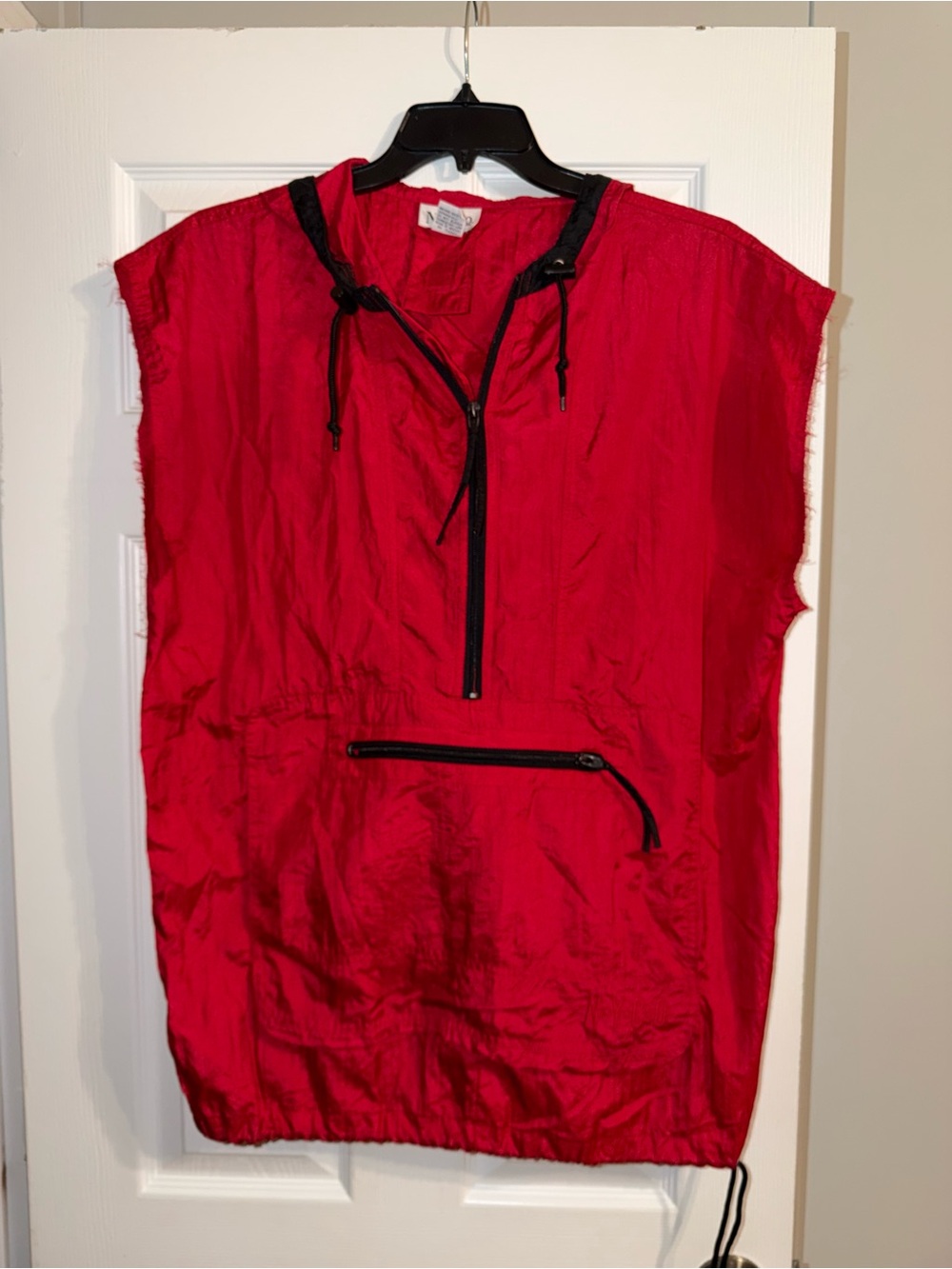 VTG 90s NY & Co Red Crinkle Nylon Utility Vest S Y2K Gorpcore